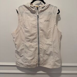 Eddie Bauer Vest Women’s 2XL Beige Nylon Lightweight Full Zip Sleeveless